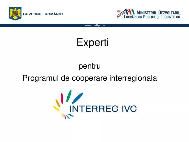 experti pentru programul de cooperare interregionala