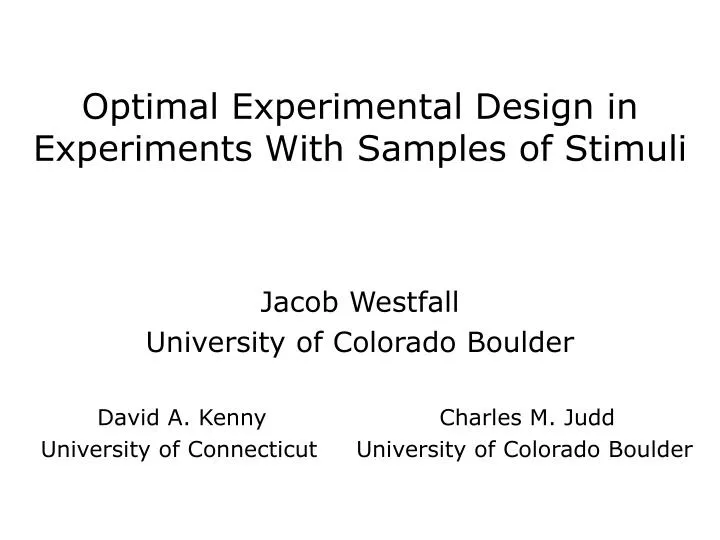 optimal experimental design in experiments with samples of stimuli