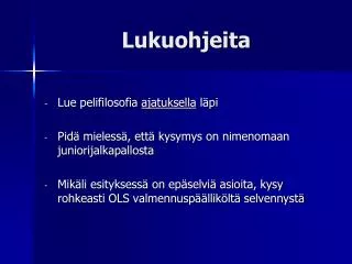 lukuohjeita