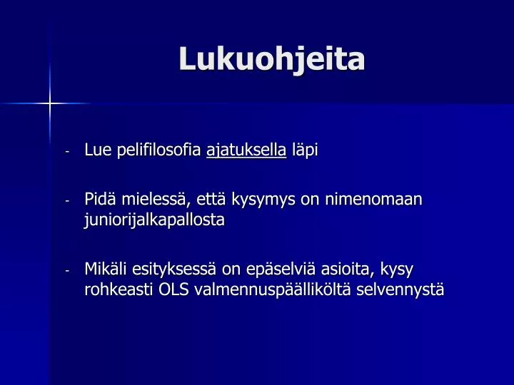 lukuohjeita