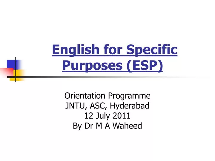 english for specific purposes esp
