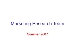 Marketing Research Team