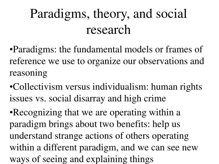 paradigms theory and social research