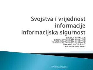 svojstva i vrijednost informacije informacijska sigurnost