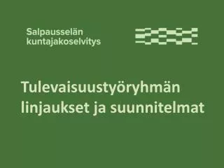 tulevaisuusty ryhm n linjaukset ja suunnitelmat