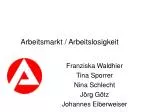 Arbeitsmarkt / Arbeitslosigkeit - slide 1