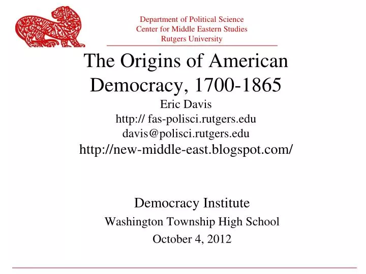 democracy institute washington township high school october 4 2012