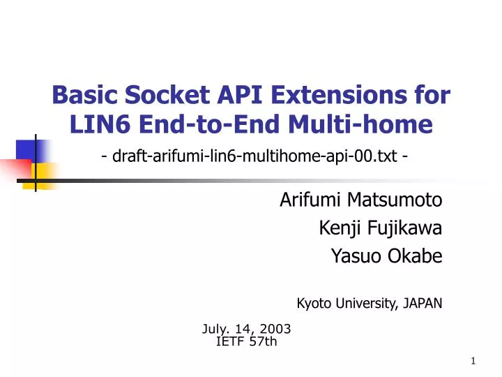 basic socket api extensions for lin6 end to end multi home