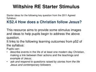 Wiltshire RE Starter Stimulus