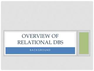Overview of relational dbs
