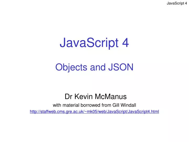 javascript 4 objects and json