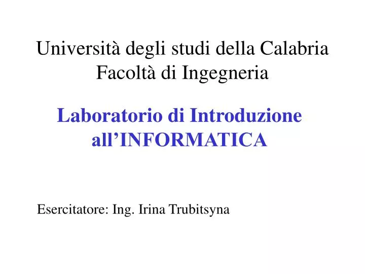 universit degli studi della calabria facolt di ingegneria