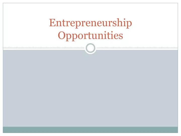 entrepreneurship opportunities