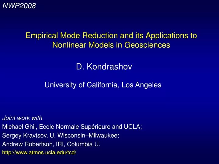 empirical mode reduction and its applications to nonlinear models in geosciences