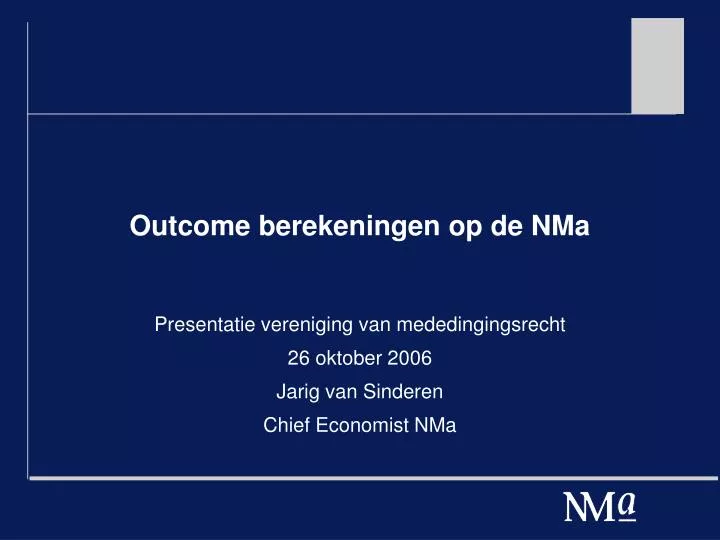 outcome berekeningen op de nma