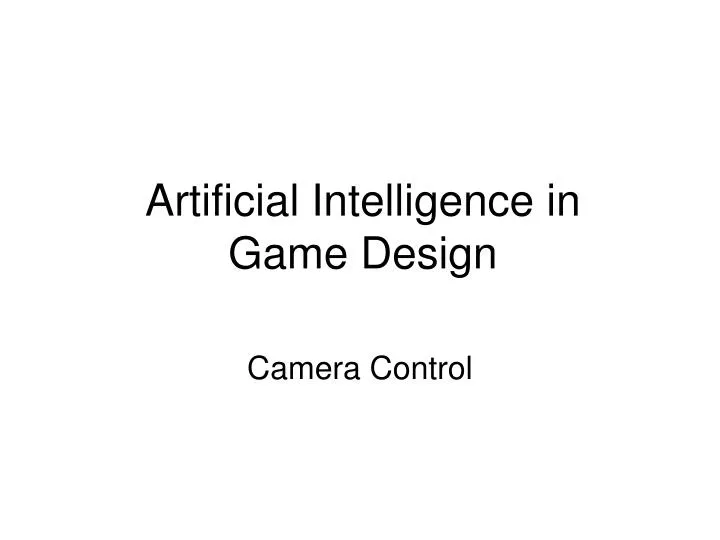 artificial intelligence in game design
