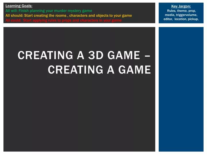 creating a 3d game creating a game