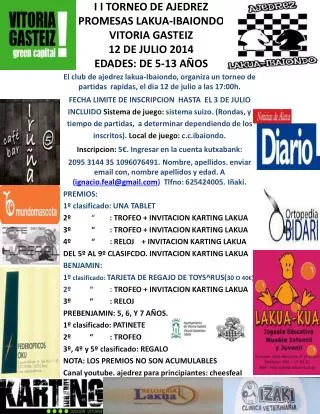 i i torneo de ajedrez promesas lakua ibaiondo vitoria gasteiz 12 de julio 2014 edades de 5 13 a os