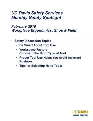 Safety Discussion Topics Be Smart About Tool Use