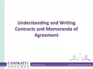 Understanding and Writing Contracts and Memoranda of Agreement