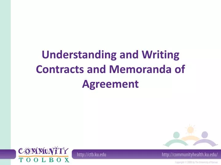 understanding and writing contracts and memoranda of agreement