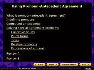 Using Pronoun-Antecedent Agreement
