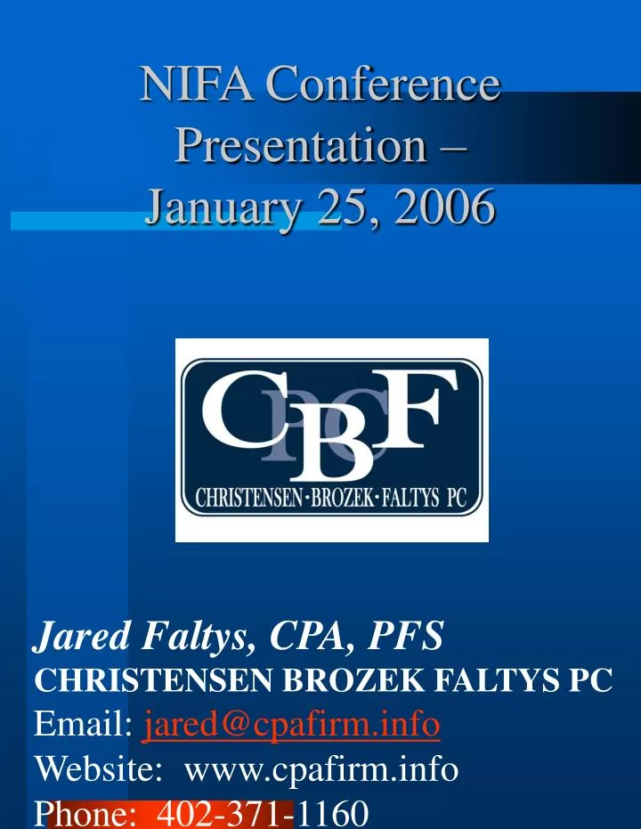 nifa conference presentation january 25 2006