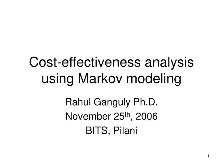 cost effectiveness analysis using markov modeling