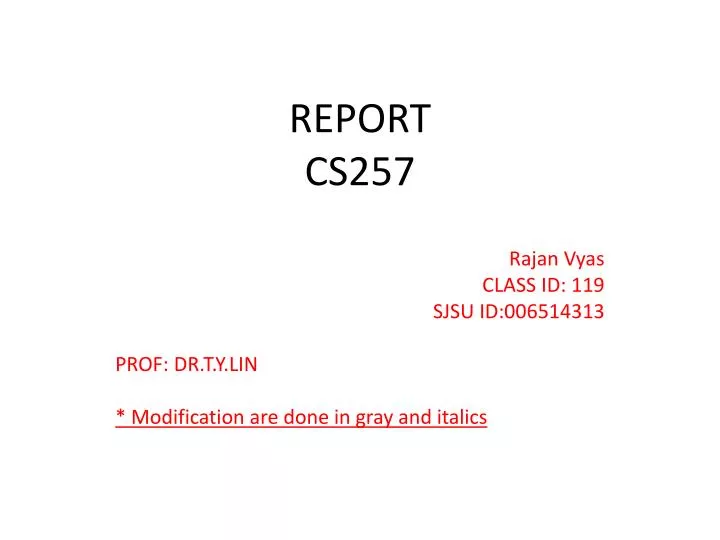 report cs257