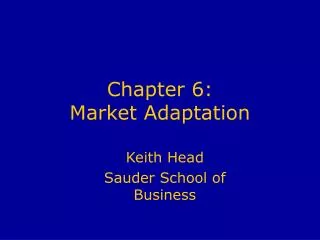 Chapter 6: Market Adaptation