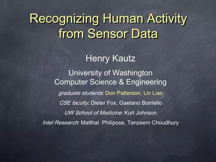 recognizing human activity from sensor data