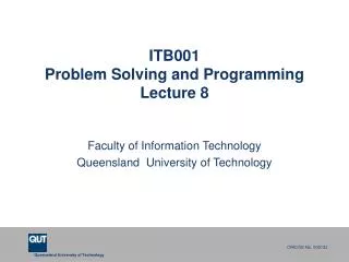 ITB001 Problem Solving and Programming Lecture 8