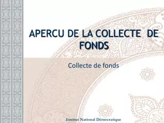 apercu de la collecte de fonds
