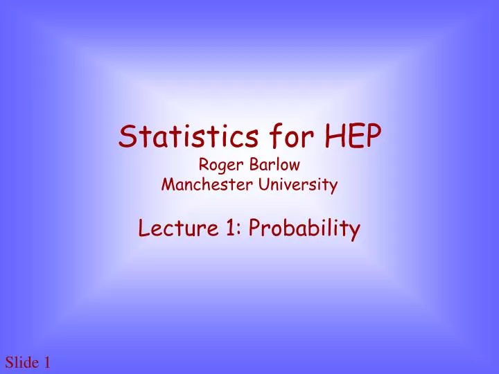 statistics for hep roger barlow manchester university