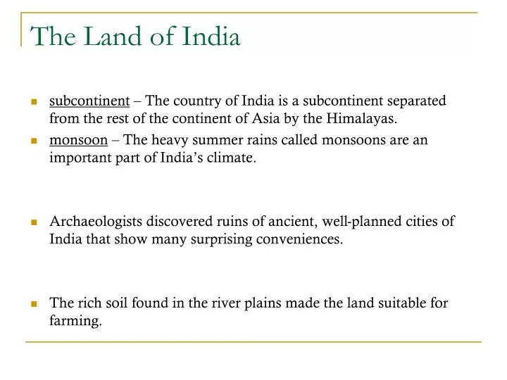 the land of india