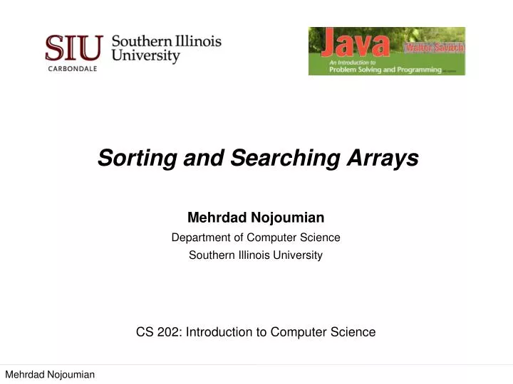 sorting and searching arrays