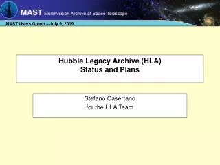 Hubble Legacy Archive (HLA) Status and Plans