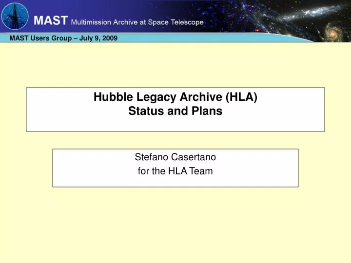 hubble legacy archive hla status and plans