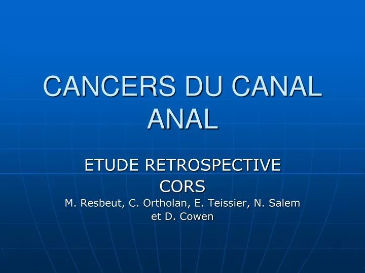 cancers du canal anal