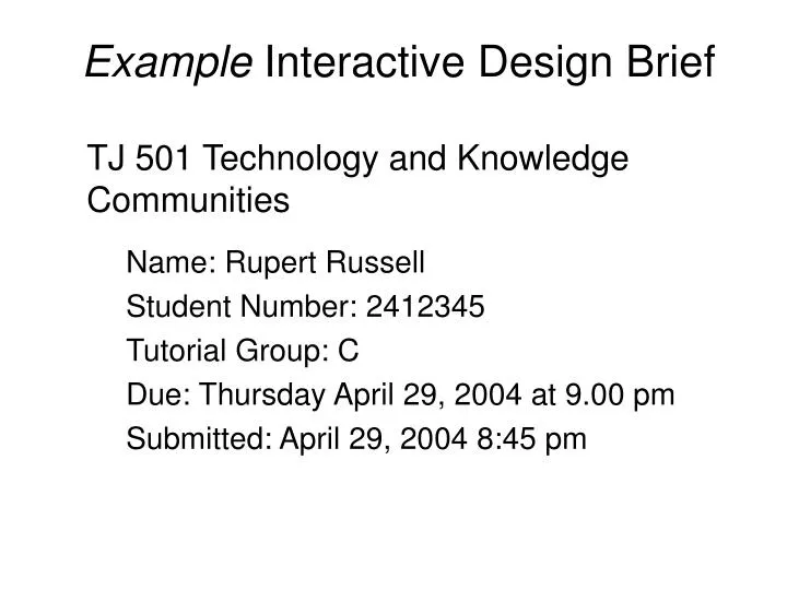 example interactive design brief