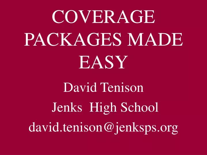 coverage packages made easy