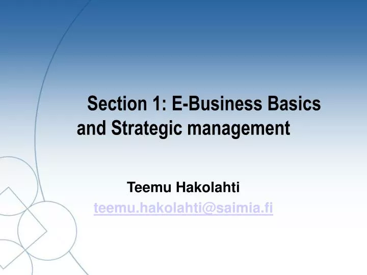 section 1 e business basics and strategic management
