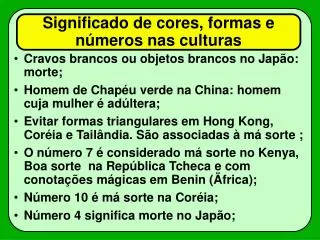 significado de cores formas e n meros nas culturas