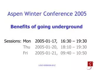 Aspen Winter Conference 2005