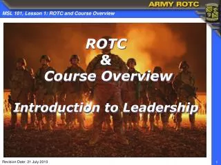 ROTC &amp; Course Overview Introduction to Leadership