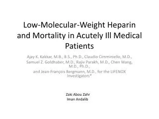 Low-Molecular-Weight Heparin and Mortality in Acutely Ill Medical Patients