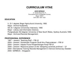 curriculum vitae