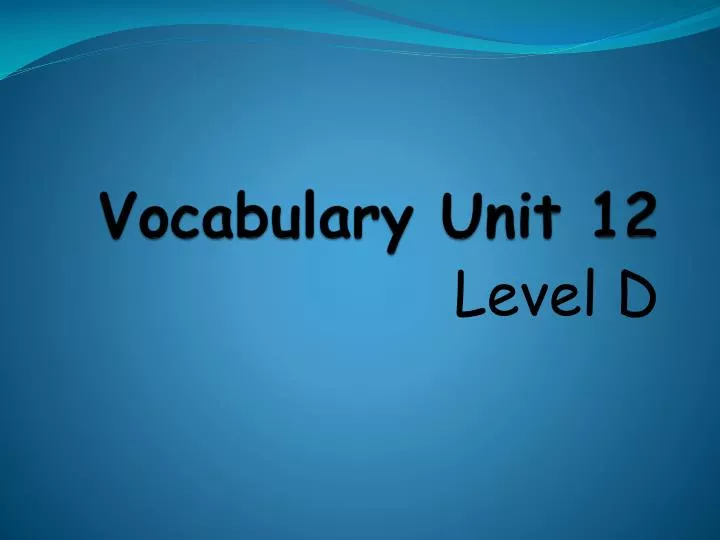 vocabulary unit 12