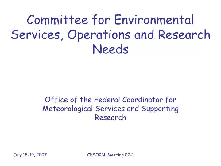 committee for environmental services operations and research needs