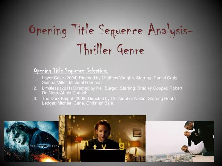 opening title sequence analysis thriller genre